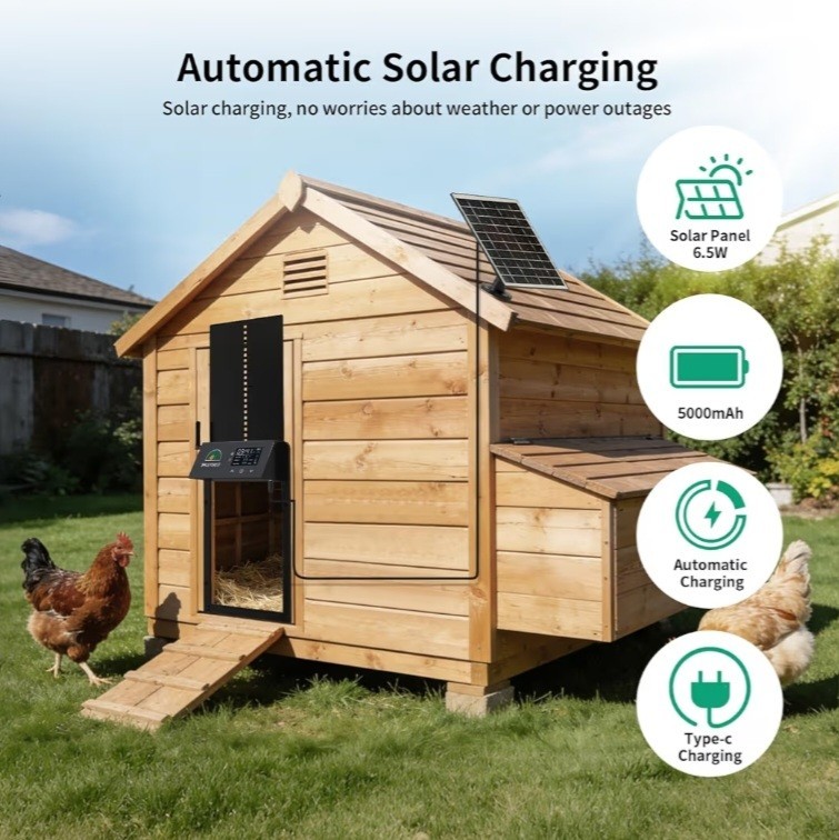 Solar Automatic Chicken Coop Door, Powered APP WiFi Bluetooth Control Timer NEW
