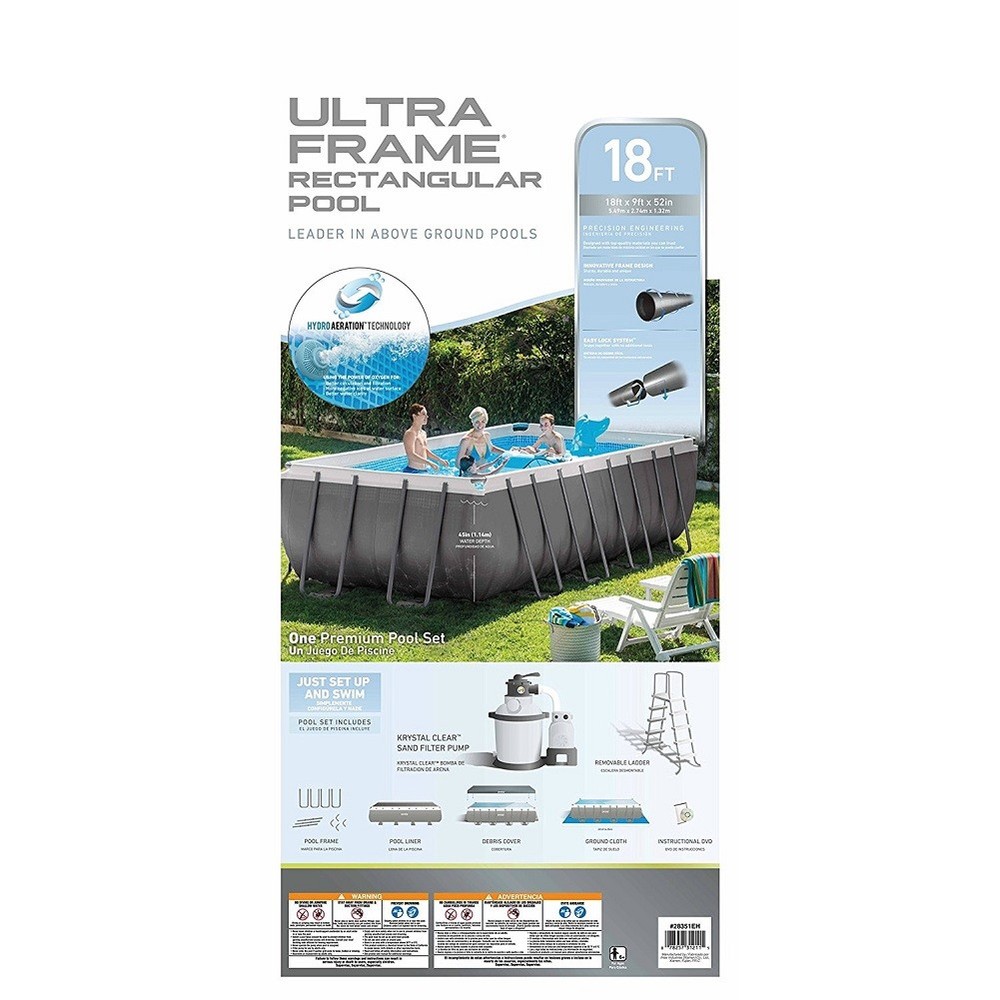 Intex 18ft X 9ft X 52in Rectangular Ultra Frame Pool Set