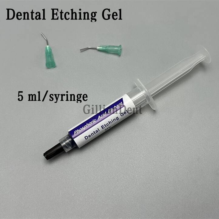 Dental 37% Phospharic Acid Etching Etchant 5ml Syringe Gel Kit + 2 Bent Tips