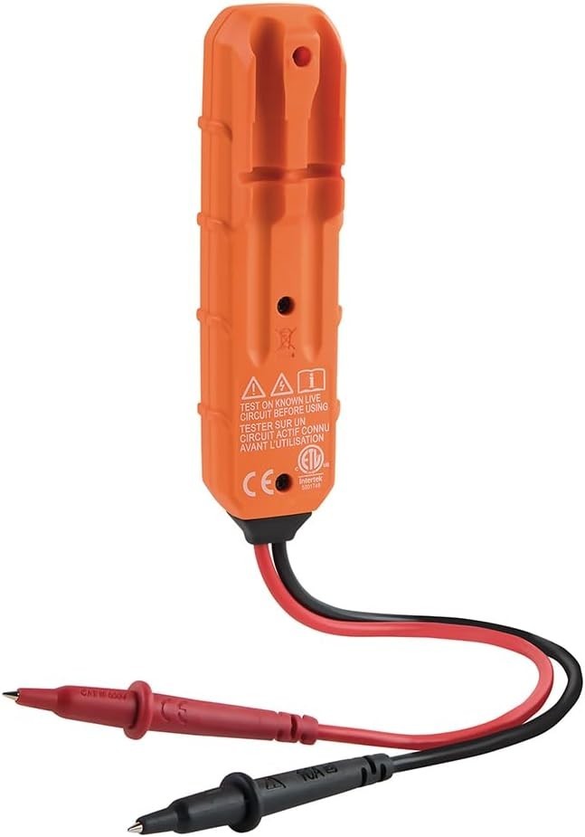 Compact Klein ET45 AC/DC Voltage Tester with Clear LED Indicators, No Batteries