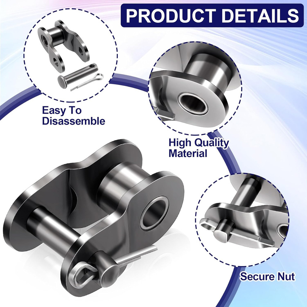 #40 8 PCS Roller Chain Offset Half Link, Carbon Steel Half Link Crank Link for 0