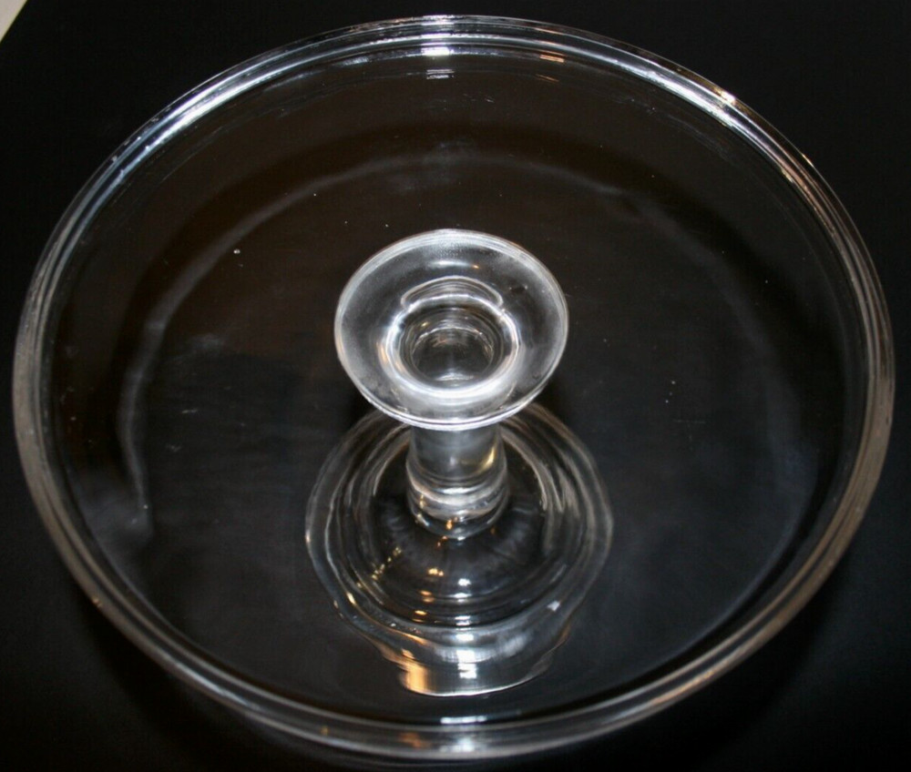 Heavy Solid Clear Glass Classic Art Deco William Sonoma Cake Stand 10" Diameter
