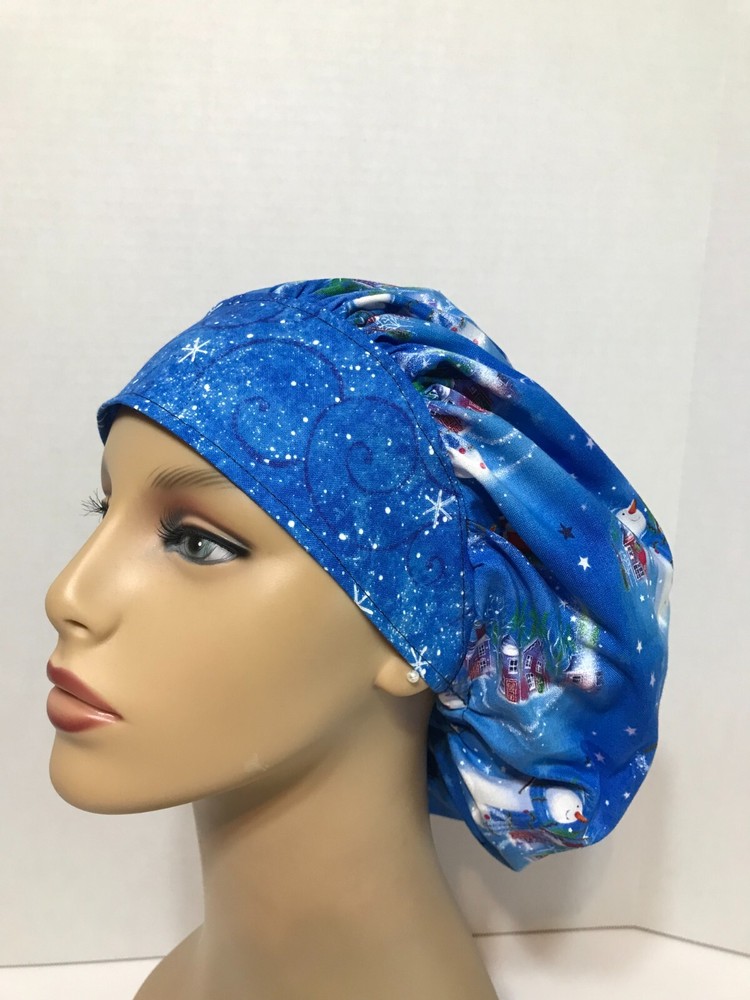 Bouffant Scrub Cap - Christmas Santa Sleigh