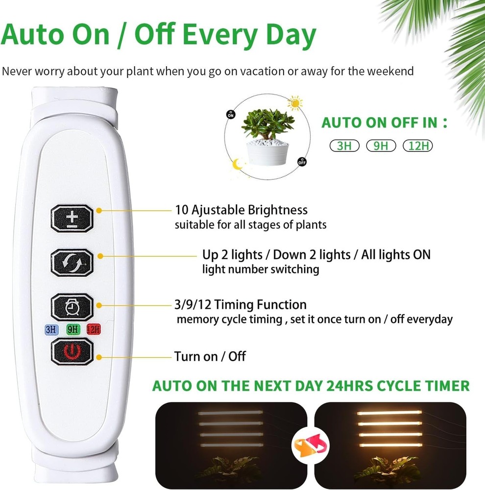Full Spectrum LED Grow Light Strips with Timer & Dimmable Levels for Plants