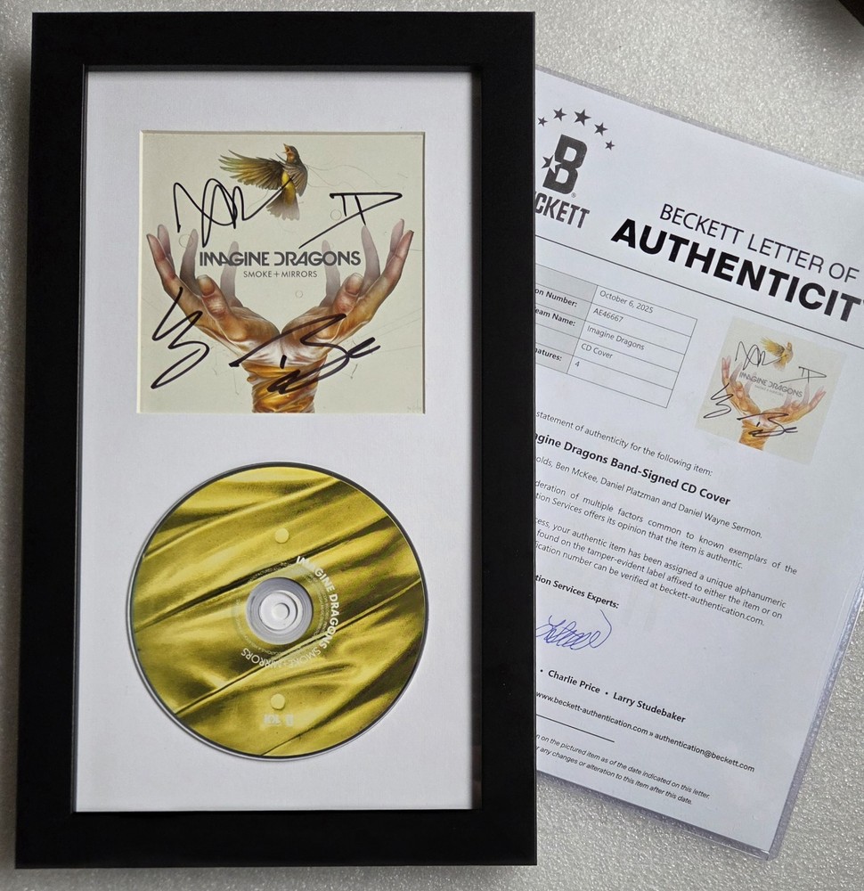 IMAGINE DRAGONS AUTOGRAPHED CD DISPLAY BECKETT BAS LOA COA SIGNED PRESENT GIFT
