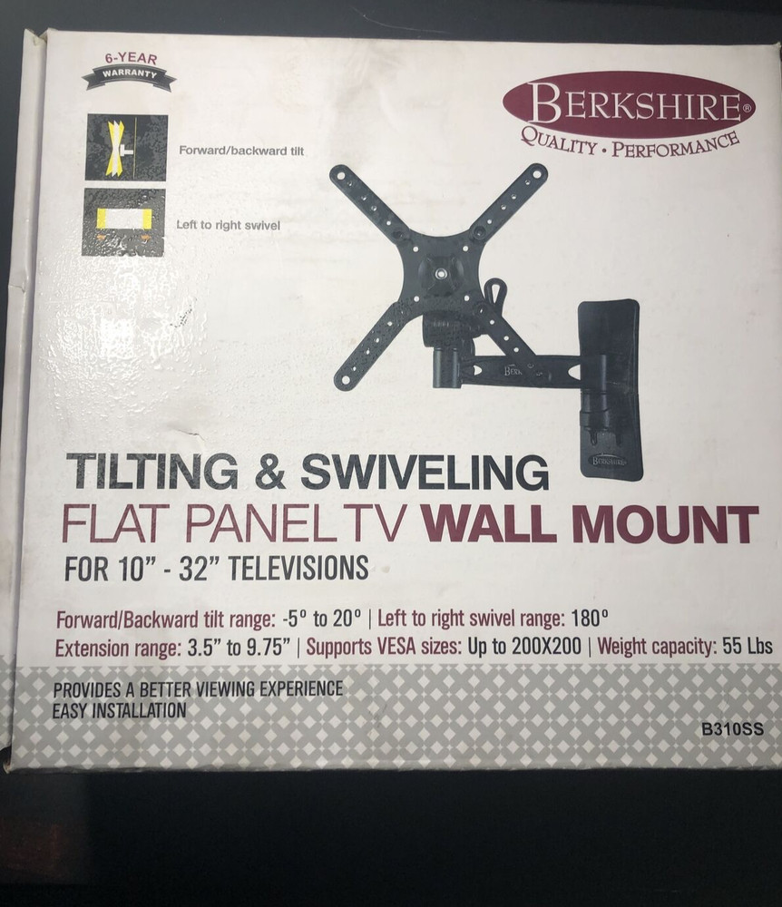 Berkshire Full Motion TV Wall Mount Bracket for 10-32” Flat Panel NEW