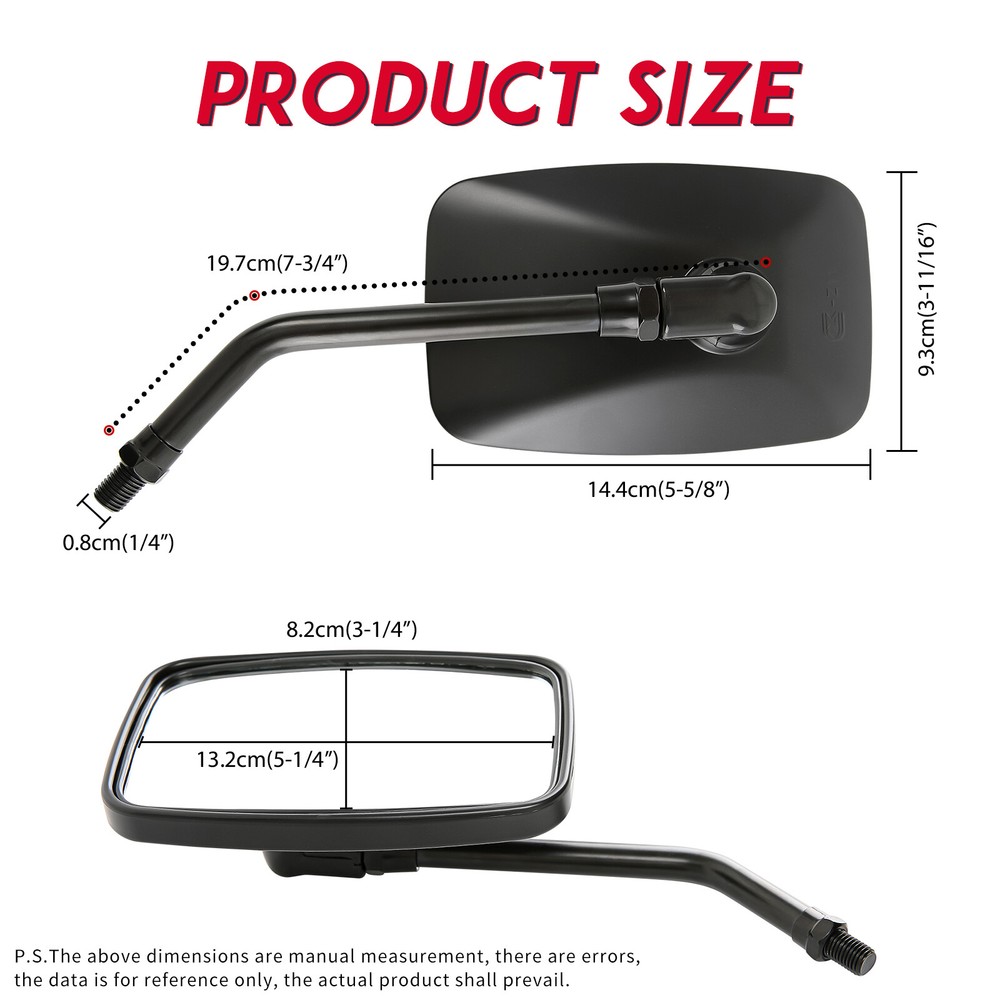 For Honda Shadow Phantom 750 VT750C2B Black Rectangle Motorcycle Side Mirrors