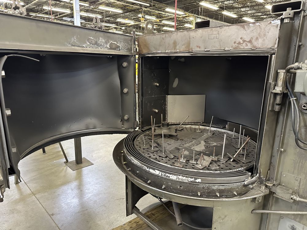 Wheelabrator MT1000 40" Turn Table Shot Blast Machine w/ Elevator, Donaldson ...