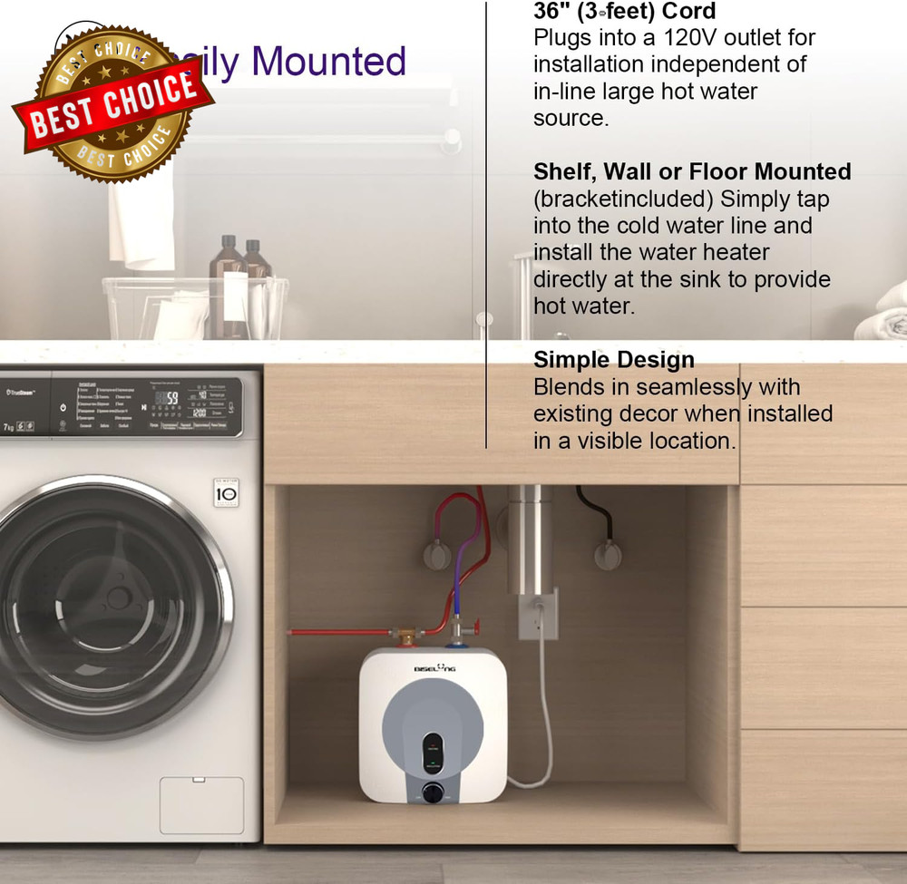 110V-120V 1440-1500W Small under Sink Tank 2.5 Gallon Water Heater Hot Storage,M