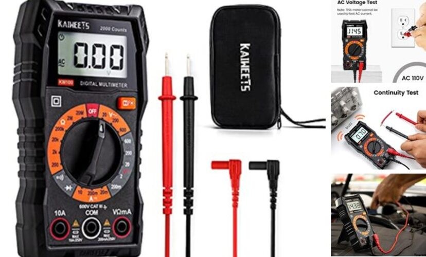 Digital Multimeter with Case, DC AC Voltmeter, Ohm Volt Amp Test Meter KM100