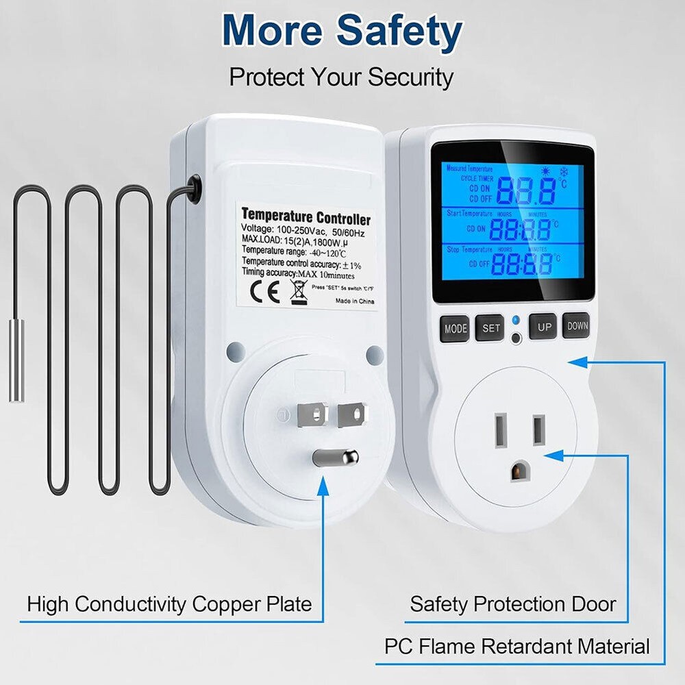 LCD Digital Plug in Thermostat Timer Switch Socket Temperature Controller Switch