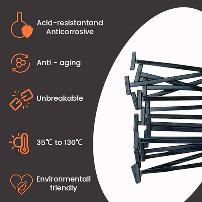 100PCS Heavy Duty Nylon Cable Ties Self-Locking Zip Ties Multi-Purpose US