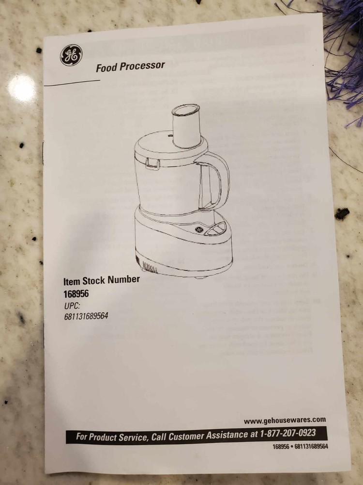 GE Food Processor 168956 Accessories