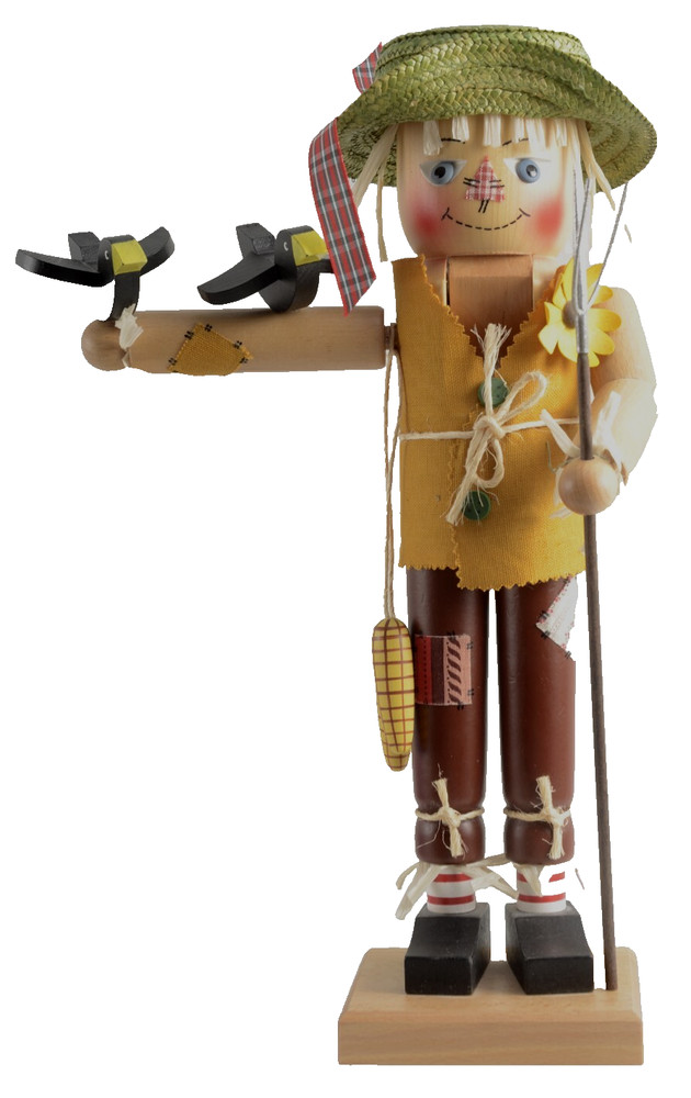 Christian Ulbricht Scarecrow Nutcracker Crows Pitchfork Corn RARE HTF 16" Tall