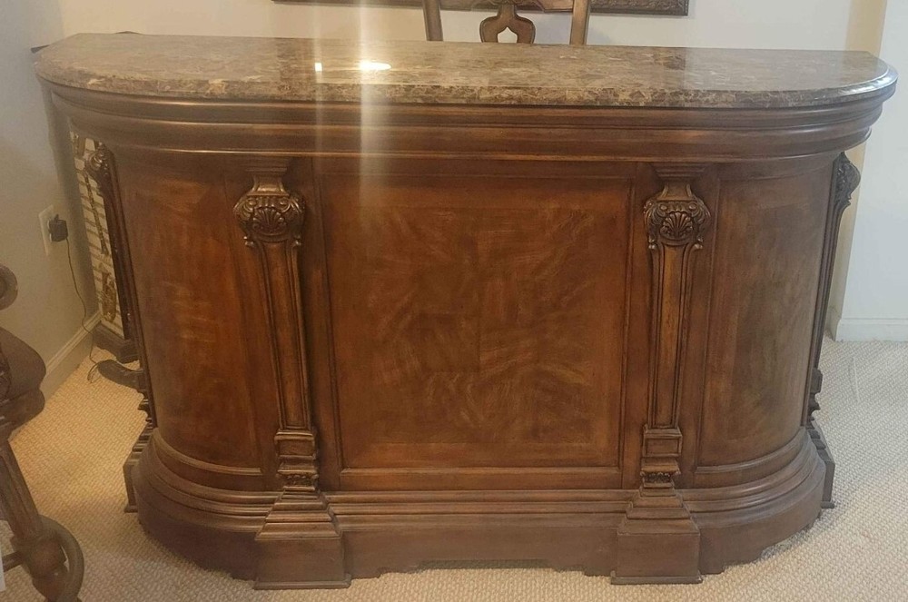 Elegant Granite Top Wood Bar Set