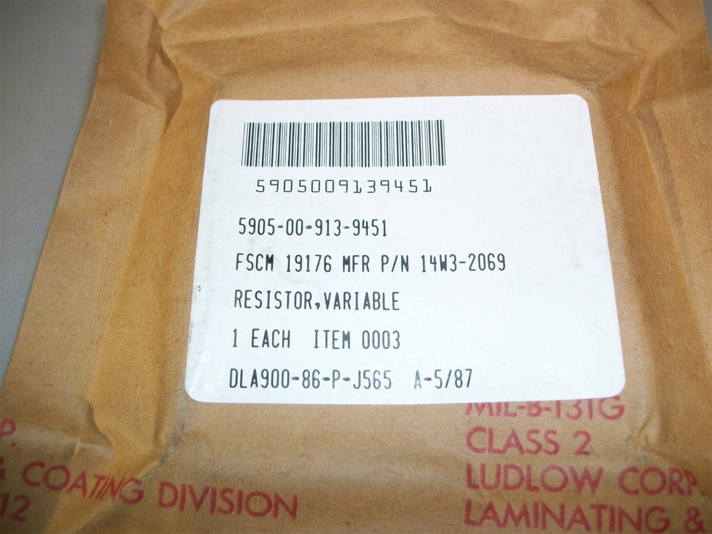 Servo Instruments 14W3-2069 Non Wirewound Precision Variable Resistor - New