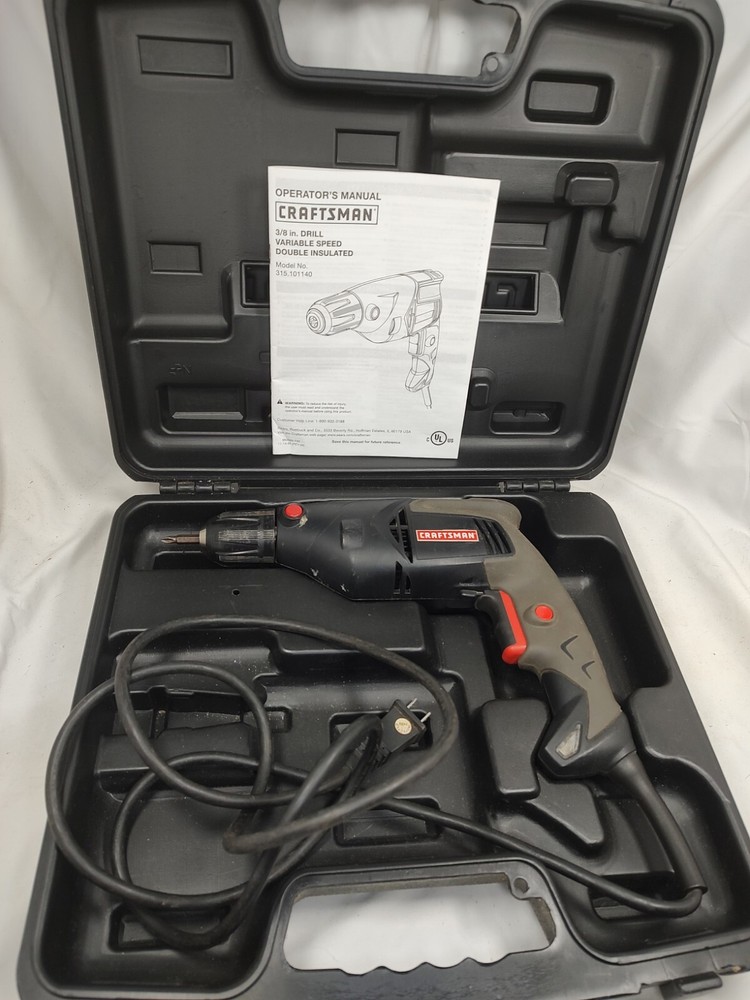 Craftsman 3/8 Inch Corded Variable Speed Reversible Drill Model #10114 Case