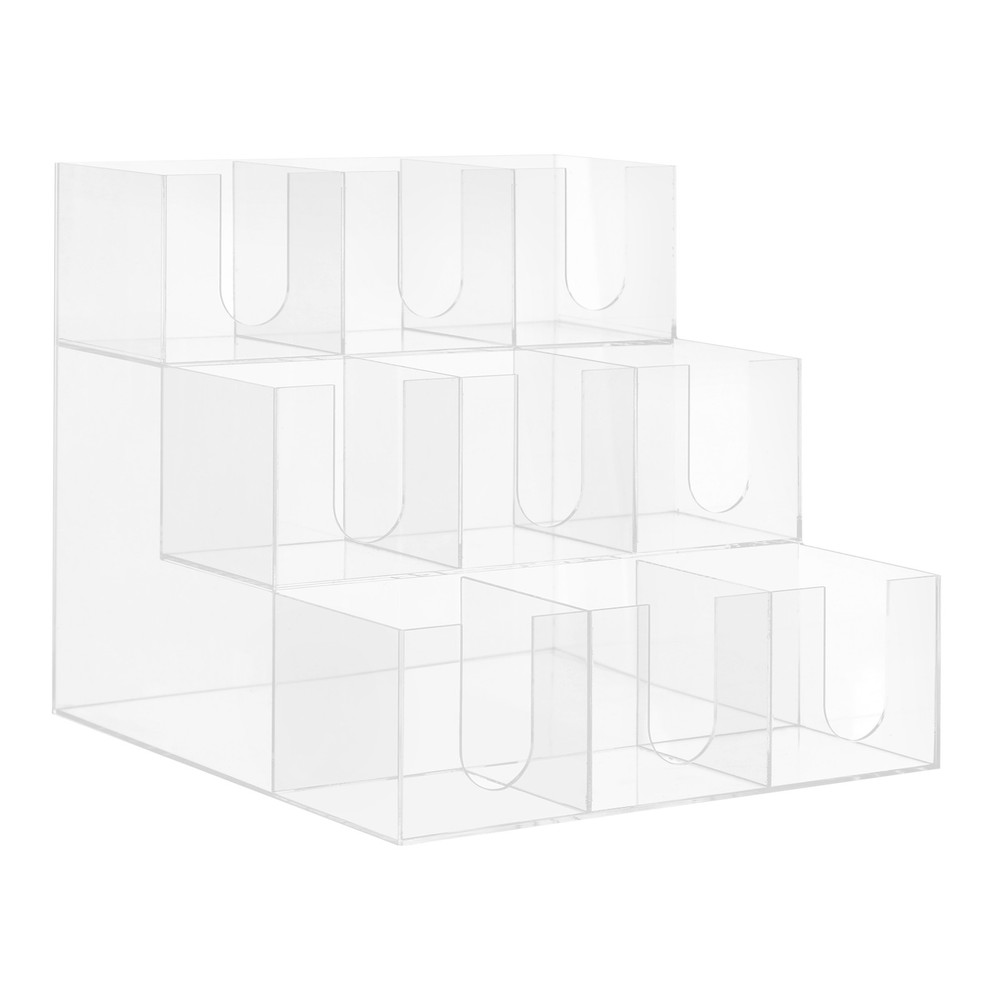 Acylic 9 Compartments Coffee Cup Holder Counter Top Disposable Cups Organizer