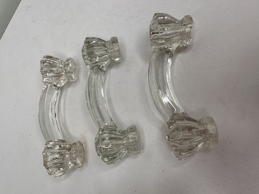 Furniture Handle Glass Original Drawer Pulls Knobs Lot 3