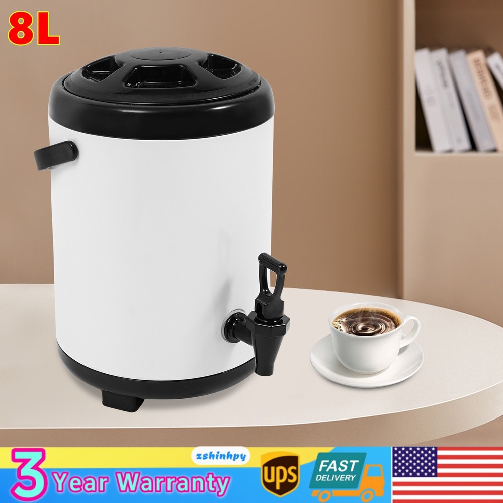 Commercial Coffee Urn Stainless Steel Hot&Cold Dispenser Warmer Fast Brew White