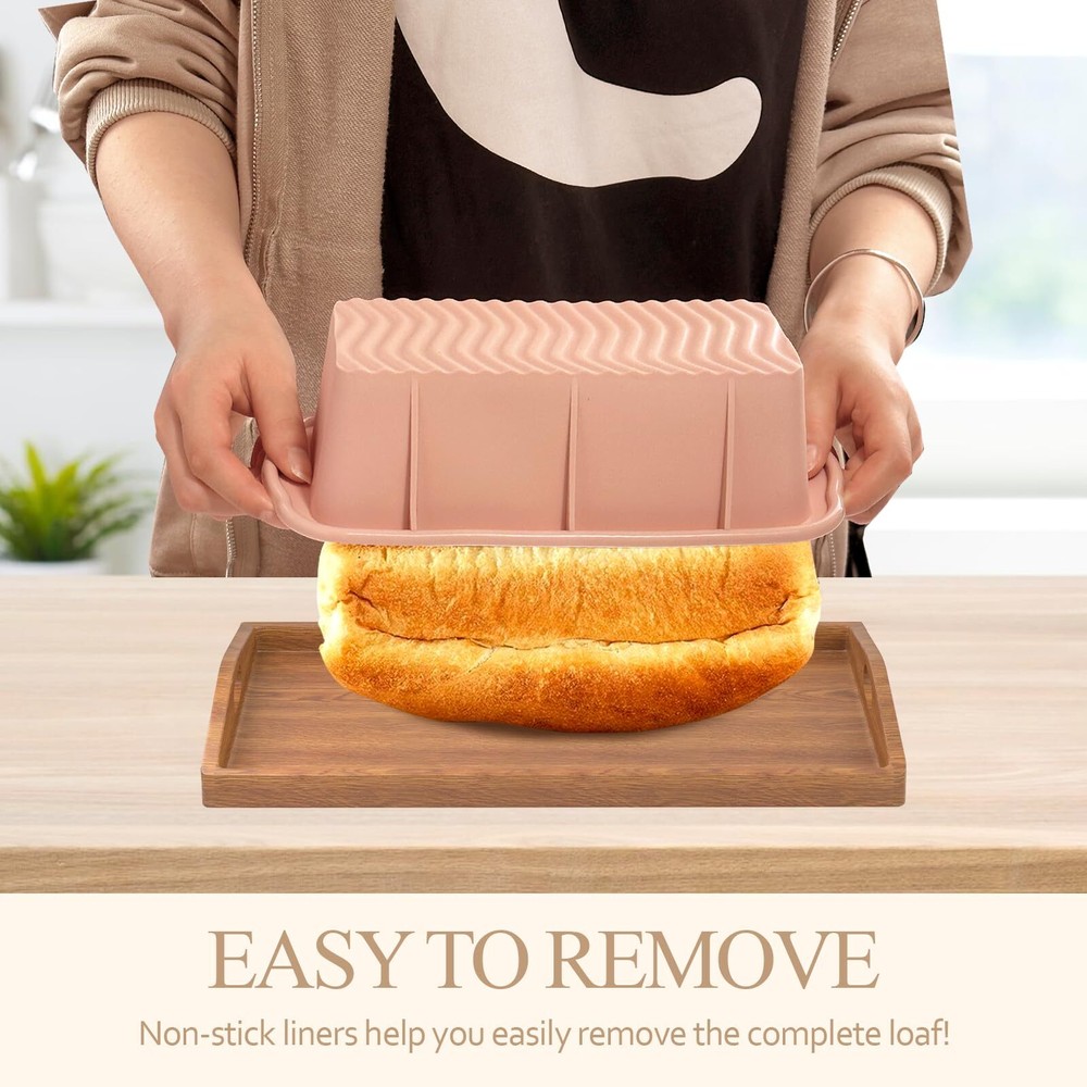 Silicone Bread Loaf Pan, 2 PCS Rectangular Non-Stick Baking Mold Pans for Oven,