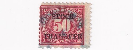 STAMP SCOTT RD9 "DOCUMENTARY - Stock Transfer" 50 CENT  1920 USED - C