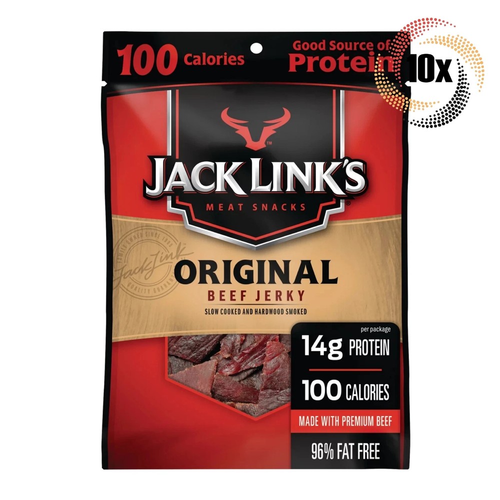 Full Box 10x Bags Jack Link's Original 100% Beef Jerky, 1.25oz, 14G Protein