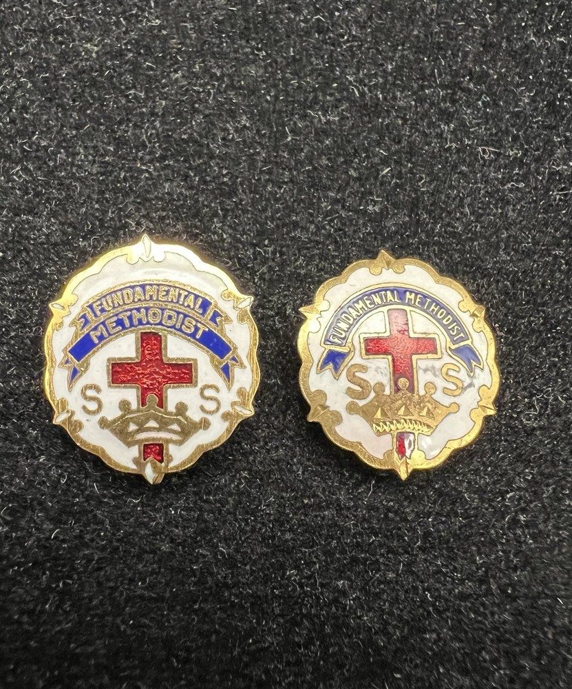 Fundamental Methodist Cross and Crown Lapel Pins (2)