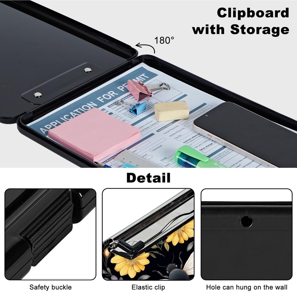 Clipboard with Storage,Plastic Storage Clipboard with Low Profile Clip, Heavy...