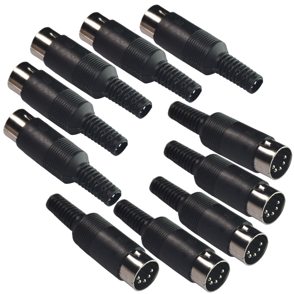 DIN 5-Pin Plug MIDI Cable Connector (10 Pack)