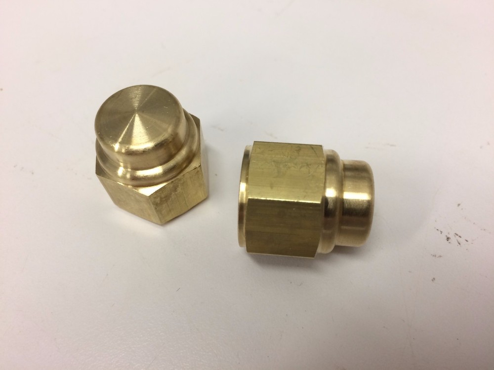 2 BRASS FLAT TOP HAT CAP NUTS 1/2"-20