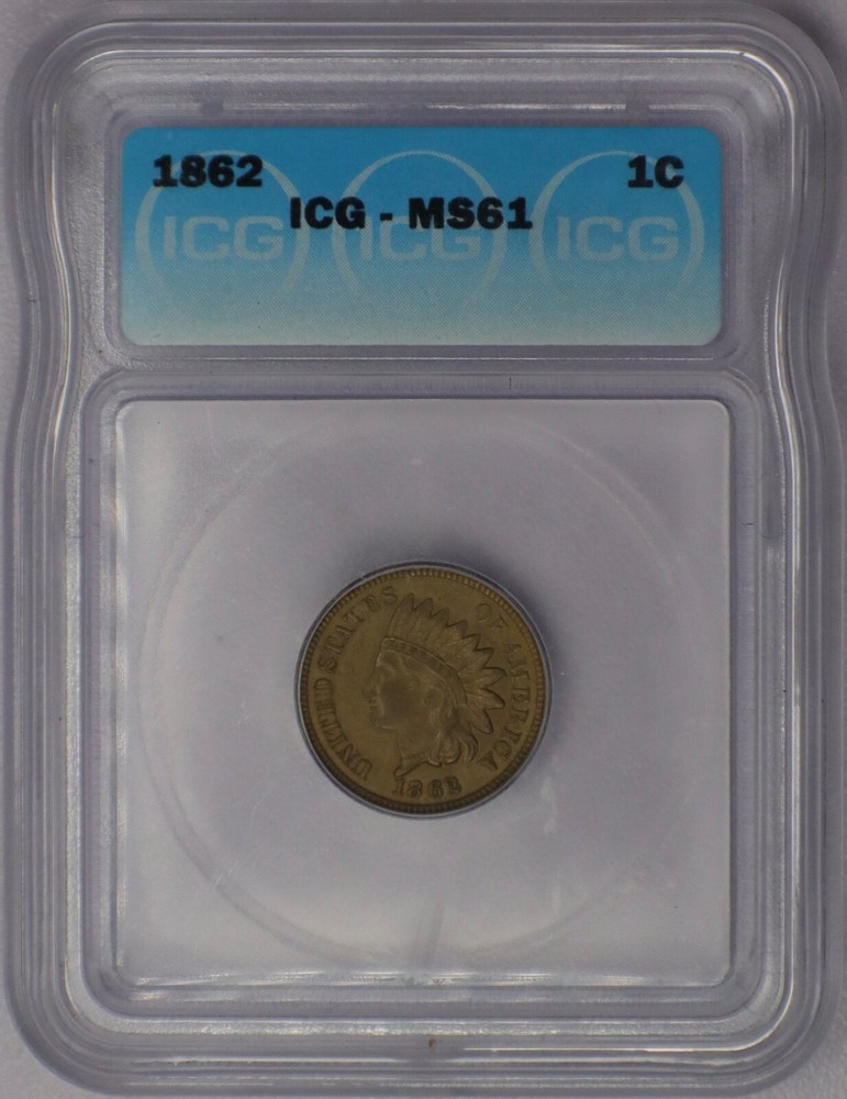 1862 1c Indian Head Cent - ICG MS 61