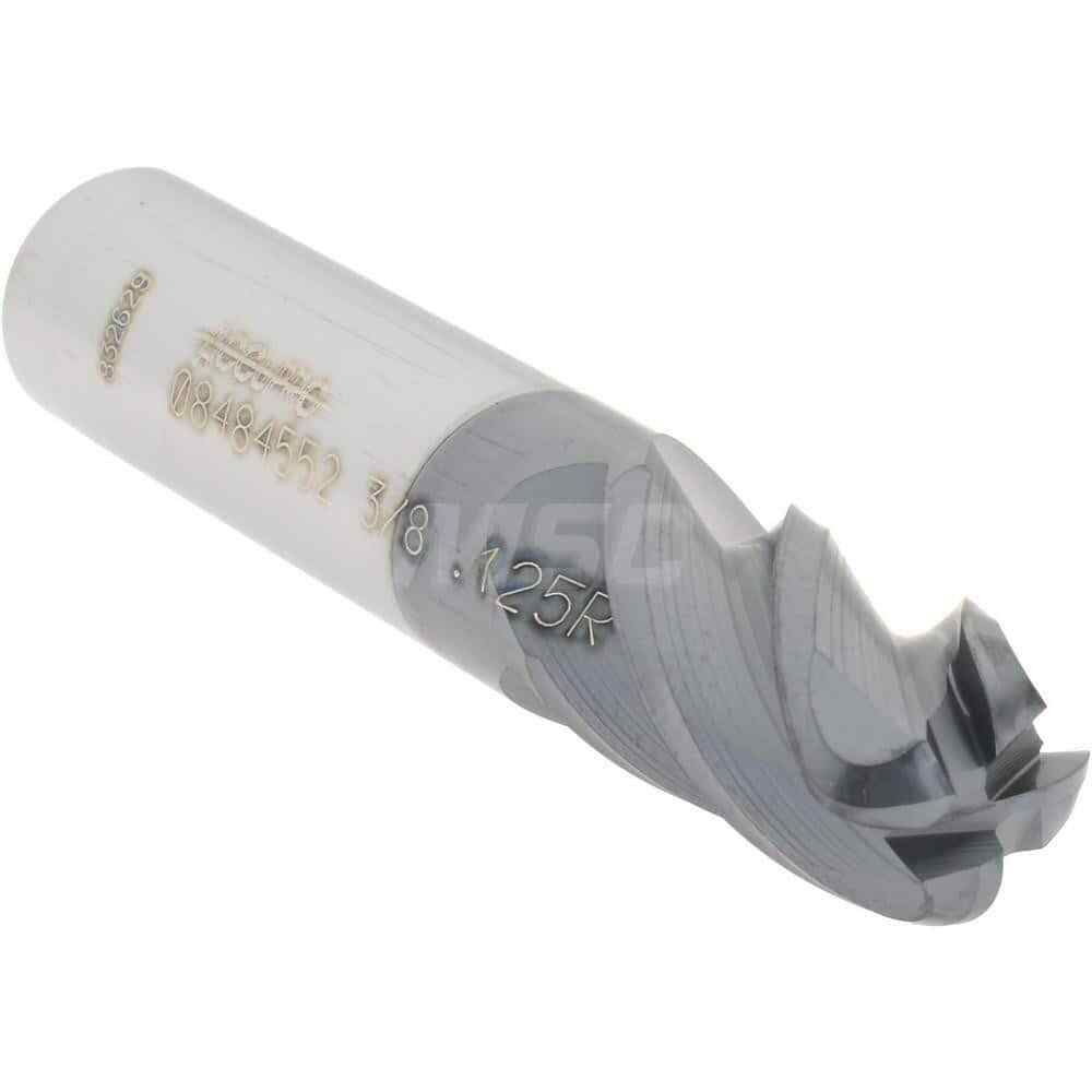 Accupro 3/8" Diam 4 Flute Single End Solid Carbide 1/8" Corner Radius End Mil...