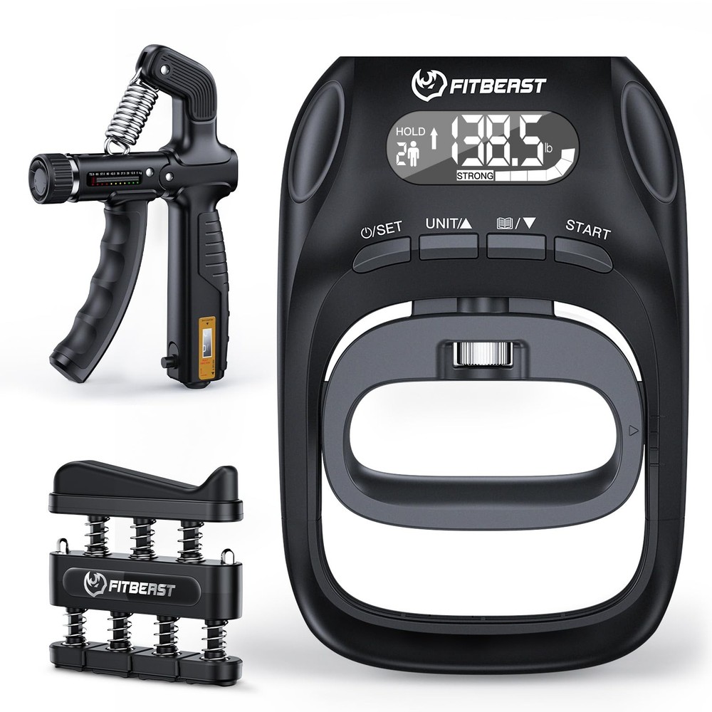 Grip Strength Trainer Kit, Digital Grip Strength Tester with Adjustable Hand ...