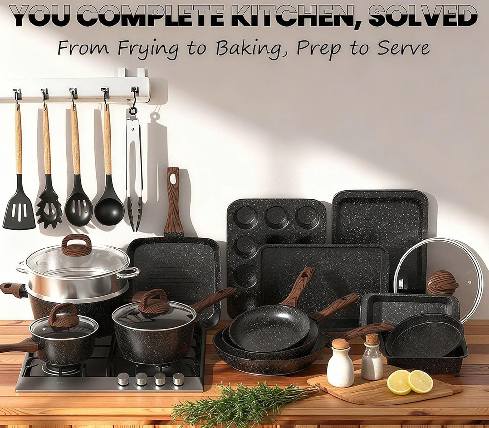 Pots & Pans Set Non Stick 31 Piece Kitchen Induction Cookware & Bakeware Set