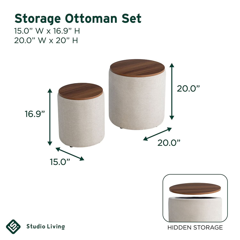 Studio Living Alvin Storage Ottoman Set