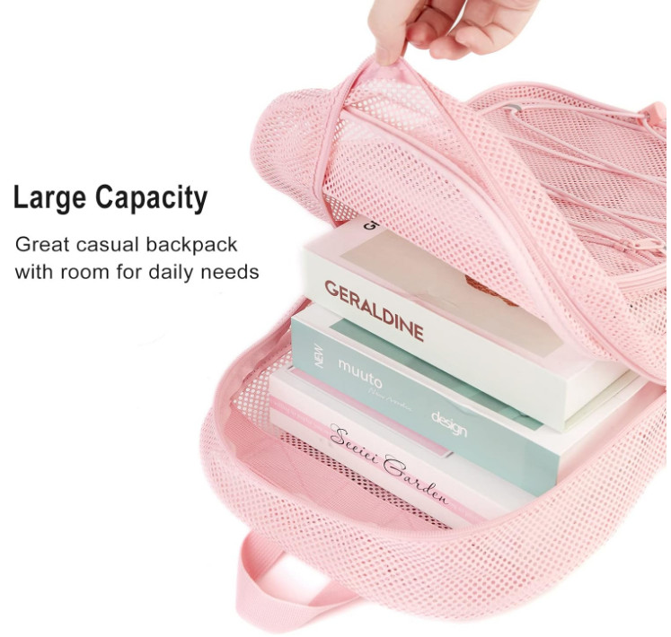 Heavy Duty Mesh Backpack, See Through College Mesh Backpack, Semi-transparent...