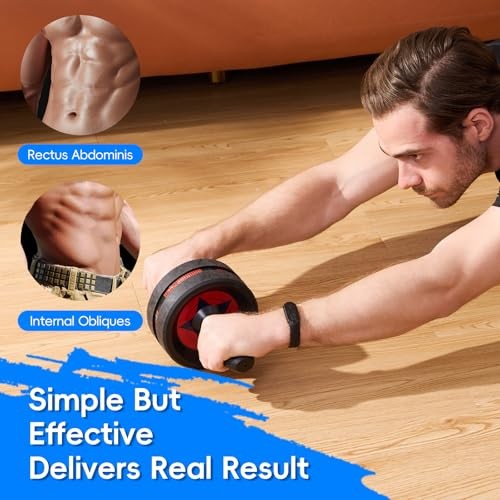 Ab Roller Wheel for Abs Workout - Abdominal Exercise Equipment with 2 Knee Blue