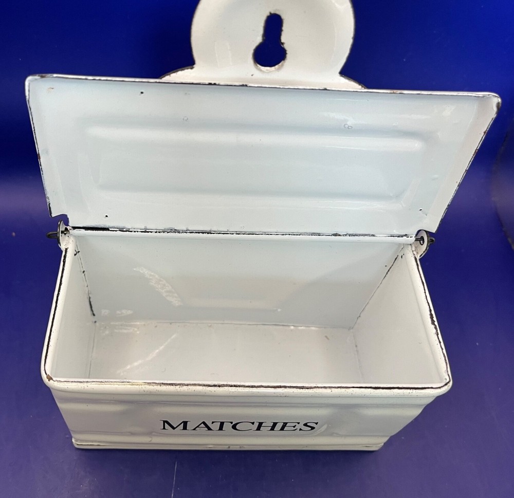 Antique White Enamel Matches Box