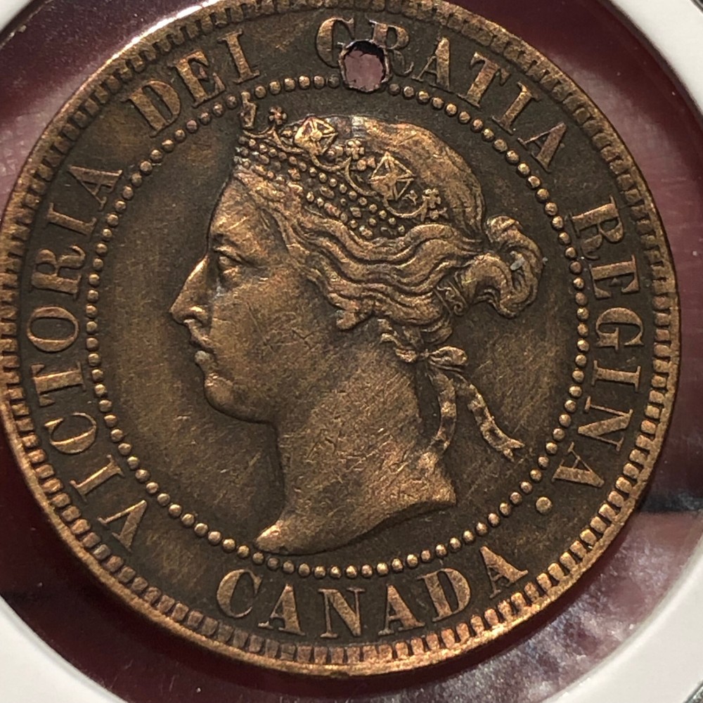 1893 Canada One Cent Coin - VF+ (Very Fine) condition