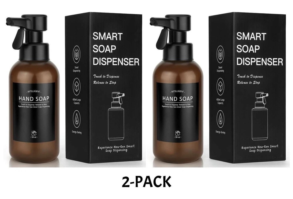 Automatic Foam Soap Dispenser 16oz Touchless Sensor Battery Operated 2-Pack