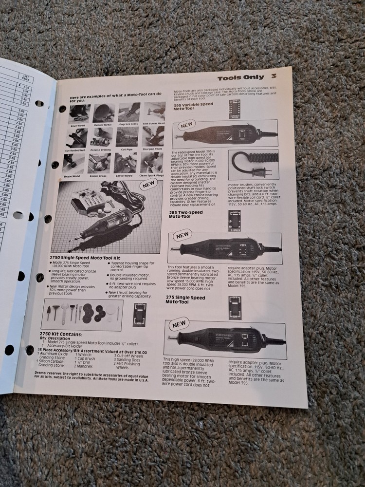 Vintage Dremel Compact Power Tools Catalog Sanders Saws Bit Sets 1987
