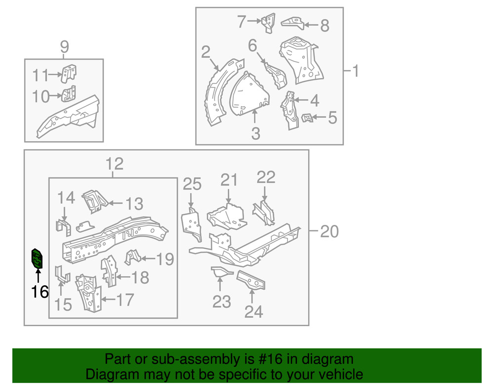 Genuine GM Driver Side Frame Rail End 84461489