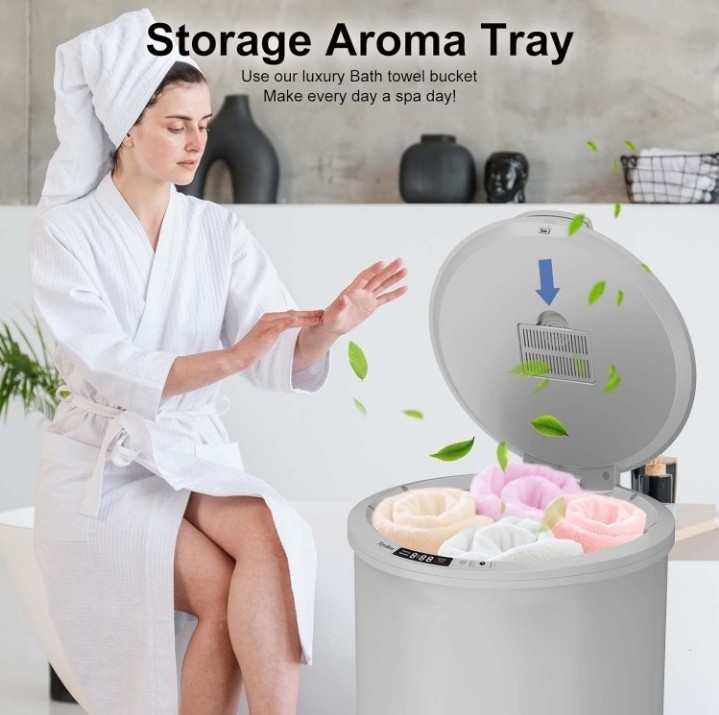 Trydow 20L Towel Warmer Bucket Rapid Heat Timer Digital Display White