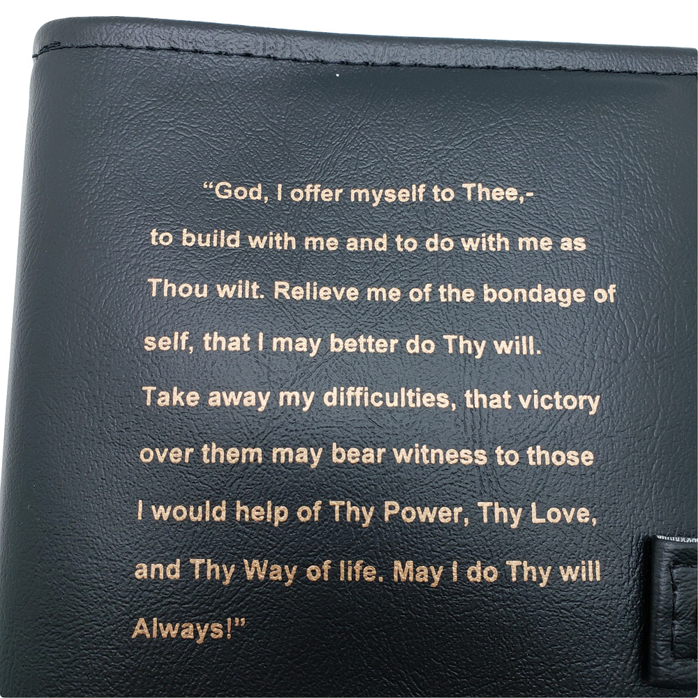 Alcoholic Anonymous Deluxe Double AA Book Cover Third Step Prayer Black