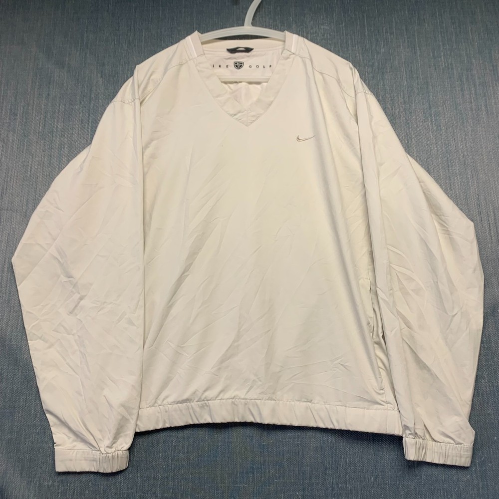 Nike Golf Men's Windbreaker Size L Beige Pullover Lightweight Shield V-Neck