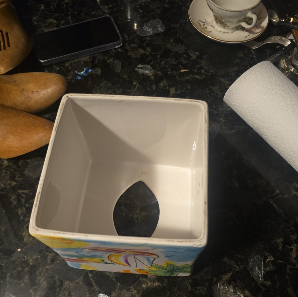 Ceramic Tissue Box Cover Tropical Beach