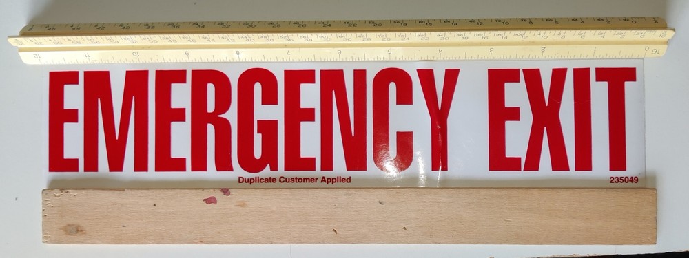 2 Pack: Emergency Exit Peel-n-Stick Sign 12" x 2" 235049