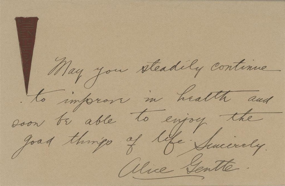 Alice Gentle- Signed Vintage Handwritten Note