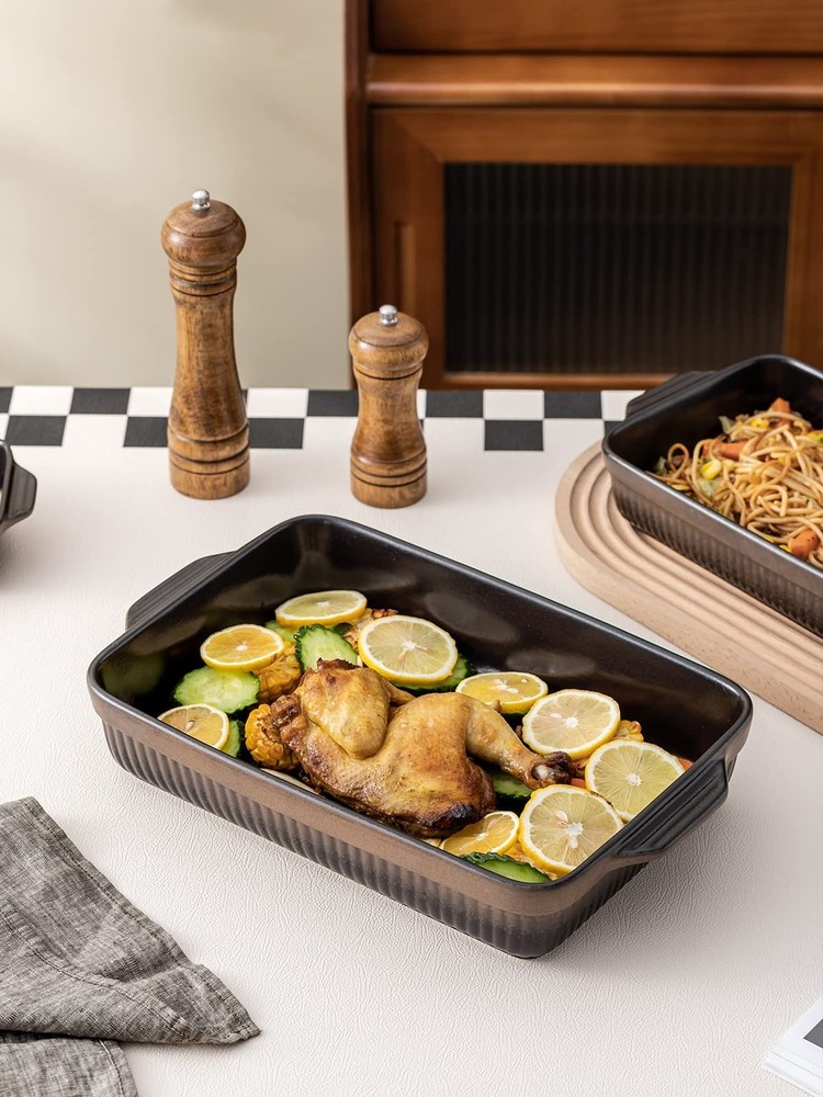 Kanwone Ceramic Baking Dish, Bakeware Set, Rectangular Casserole Dish, Lasagn...